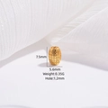 Detail view of gold hollow olive bead with dimensions 7.5mm by 5.6mm for jewelry making - Style D: Gold 5.6*7.5mm