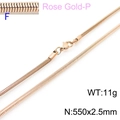 Rose gold snake chain necklace with lobster clasp, 2.5mm width and 550mm length - Rose Gold 550x2.5mm(KN203625-Z)