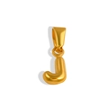 Macro detail of 18K gold plated stainless steel letter J bubble pendant for necklace - Letter J - Gold