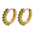 Macro di orecchini a cerchio placcati in oro con micro-pavé di cristalli verdi - Oro Zircone Verde