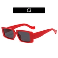 Chic oversized red square sunglasses with dark lenses and trendy thick resin frame - Red Frame Grey Lens