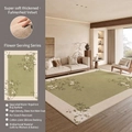 Rectangular green floral carpet in Farman velvet with anti-slip silicone backing - 140*200cm / Attending Flowers