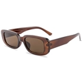 Chic brown rectangle frame sunglasses with vintage thick arms and tinted lenses - C3 Dark Tea Frame Tea Lens