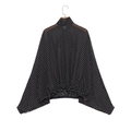 Top corto de mujer con lunares negros, mangas murciélago y textura de gasa elegante - XS / Lunar Negro