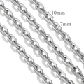 Polished silver stainless steel Cuban link chains in 7mm and 10mm width for DIY jewelry - Z2197S Silver 7mm/10mm Width