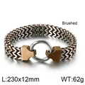 Two-tone silver and bronze steel chain bracelet with brushed finish and circle clasp - Brushed Silver Bronze 23cm (KB126993-KFC)