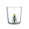 Borosilicate glass cup with creative 3D green Christmas tree and yellow star inside - Green Christmas Tree Cup