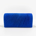 Bolso de noche plisado azul con purpurina y elegante cadena de plata para mujer - Azul