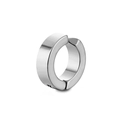 Polished silver titanium steel clip-on hoop earrings with a minimalist circular design - Single Plain / Steel