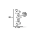 Silver stainless steel lip stud with heart zircon stones, 1.28cm height dimensions - Curved Bar Design (0166-10#) / Silver