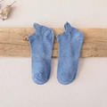Denim blue low-cut cotton socks with ankle tab and ribbed arch support for men - One Size / Denim Blue