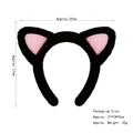 Cute black and pink plush cat ear headband with dimensions 20cm x 17cm for women - Stuffed Rabbit Fur Black Heart Cat Ear Headband