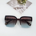 Women's semi-rimless sunglasses with vertical smoke to blue gradient lenses and gold accents - Wine Red Gray Green