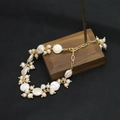 Baroque freshwater pearl bracelet with white purple and champagne irregular pearls - Baroque Bracelet