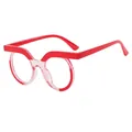 Occhiali rotondi rosso vivace anti-luce blu con montatura stile vintage ed elegante - Rosso sfumato