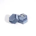 Hexagonal blue velvet jewelry box with two silver rings inside featuring crown design - 5x5x4.5cm / Haze Blue