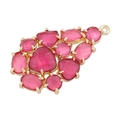 Detail of gold pendant with pink teardrop gemstones and elegant claw setting on white background - Type Q-Light Pink