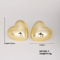 Elegant gold-finished heart-shaped geometric stud earrings with polished metallic surface - Gold Glossy Heart (E01595-7)