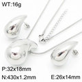 Silver stainless steel water drop jewelry set with necklace and earrings measurements - Silver Style (KS217583-KFC)