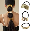 3er-Set Punk-Haarmanschetten in Gold aus Metall mit glatter und gehämmerter Textur - Set 27 (3-teilig Gold Glatt & Gehämmert Design)