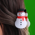 Molletta per capelli a forma di pupazzo di neve per Natale, accessorio in acrilico - Pupazzo di neve (Cilindro nero)