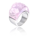 Minimalist 18k gold plated ring featuring a large faceted pink crystal on a wide band - Pink/Silver (KR25906-K)