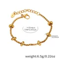Modern gold stainless steel box chain bracelet with elegant bead details for women - Beaded Box Chain Bracelet (E667) / 15+4cm / Gold
