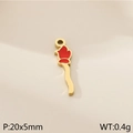 Golden rose flower charm pendant with red enamel finish for jewelry making, 20x5mm - Red Tulip Flower (KLJ10380-ZLA)