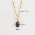 Dettaglio della collana placcata oro 14K con gemma blu e misure specificate - Lapislazzuli