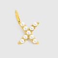 Golden letter X pendant with white pearls on high-quality stainless steel charm - Gold-X