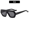 Chunky black frame sunglasses with golden dot details and dark grey lenses for women - Black Frame Grey Lens