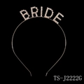 Elegante diadema de novia de metal dorado con pedrería blanca para fiesta de boda - Dorado-BRIDE