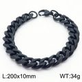 Hip hop black stainless steel Cuban link bracelet for men and women, size 200x10mm - 10mm Black