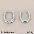 Orecchini a cerchio ovali in acciaio inossidabile argento lucido da 23x18mm e 9g - Forma a U Ovale Lucida (Colore Acciaio/KE113990KFC)
