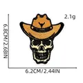 Size specifications of the western cowboy skull embroidered patch with detailed measurements - Cowboy Patch 5#-Skull Cowboy