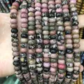 Abacus shaped rhodonite stone beads with natural pink and black marbling texture - 5*8mm (Per Strand) / Rhodochrosite