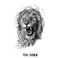 Waterproof roaring lion temporary tattoo sticker in artistic black and white ink style - Th-108 / 210*148mm