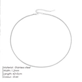 Collana minimalista a catena box in acciaio inossidabile argento, 1,2 mm di larghezza e 42+5 cm - 1.2mm x 42+5cm / Argento