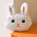 Astuccio per matite a forma di coniglio in peluche bianco con ricamo a carota e zip - Stile Orecchie 3D / Nuovo Coniglietto - Bianco