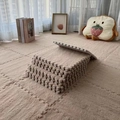 Thick plush interlocking foam floor mat in light brown with puzzle edges for bedroom - 60*60*1.0cm / Khaki