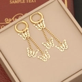 Boucles d'oreilles longues dorées avec pendentifs papillon évidés et franges de chaîne - 2# Style de Pompon Papillon