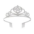 Tiara di laurea in argento con scritte GRAD in strass e pettini per capelli - Taglia unica / Corona d'argento