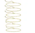 Set of six gold layered chain bracelets featuring cuban and beaded link designs - Gold Set - Snake/Bead/Paperclip/Disc Mix