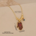 Hamsa Hand Halskette in Gold mit rotem Herz und bösem Blick aus Edelstahl und Kupfer - Purpurrot Hamsa Hand / Fuchsie