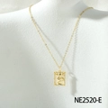 Tarot card necklace with 18k gold plated snake pendant and white enamel inlay - White Snake Style (NE2520-E)