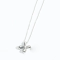 Polished silver liquid metal cross pendant with elegant fine link chain necklace - Letter X