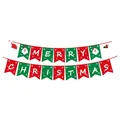 Red and green Merry Christmas bunting banner with snowflake and Santa Claus decorations - Christmas Banner