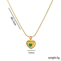18k gouden hartvormige hanger ketting met smaragd zirkoon aan slangenketting - Smaragd Hart (8924)