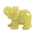 Polished natural yellow jade crystal elephant carving statue with smooth finish - Lemon Jade / 1.5 Inches