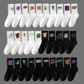 Graffiti style mid-calf cotton socks in black and white with street art patterns - 30 Pairs (1 Pair per Style)